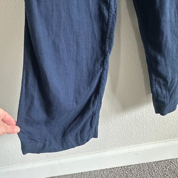 Rails Harper Navy Blue Linen Blend Spaghetti Strap Belted Wide Leg Jumpsuit - Picture 8 of 9